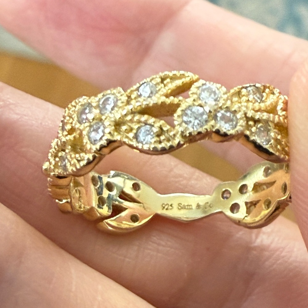 18K gold plated CZ sterling silver Sam & Co ring - Picture 2 of 12